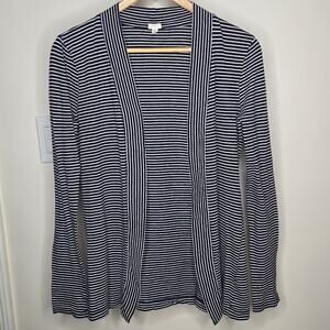 J. CREW Blue & White Striped Open Front Long Sleeve Top Lightweight Cotton Sz XS